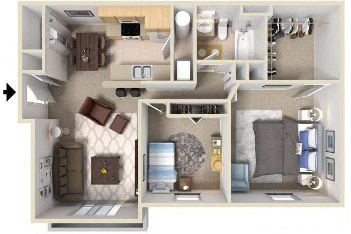 Two Bedroom, One Bathroom